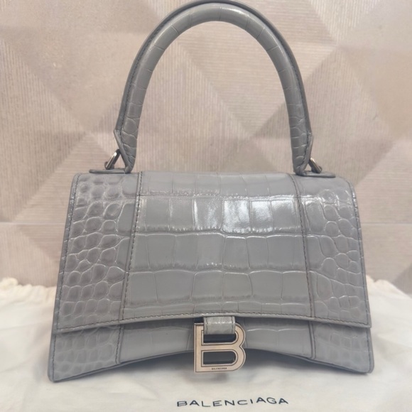Balenciaga HOURGLASS SMALL CROCODILE EMBOSSED Crossbody Top Handle Shoulder Bag - Picture 8 of 13